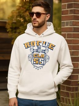 Bewakoof - Men Gardenia Rogue Class Graphic Printed Oversized Beige Hoodie