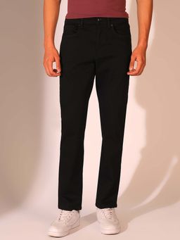 Selected - Black Solid Straight Fit Jeans