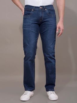 CRIMSOUNE CLUB - Blue Solid Slim Fit Jeans