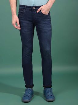 CRIMSOUNE CLUB - Blue Solid Skinny Fit Jeans