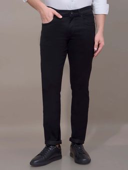 CRIMSOUNE CLUB - Black Solid Slim Fit Jeans