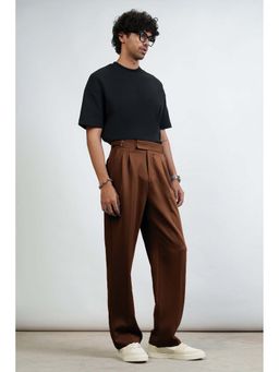 FREAKINS - Pine Brown Buckle Detail Men's Korean Pants