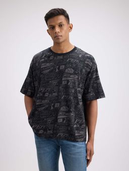 Pepe Jeans - Black Printed Oversized Fit T-Shirt