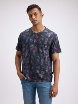 Pepe Jeans - Navy Blue Printed Relaxed Fit T-Shirt