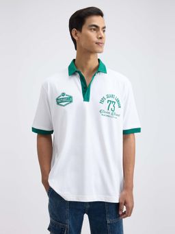 Pepe Jeans - White Solid Oversized Fit Polo T-Shirt