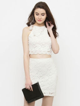 Sera - Off White Solid Mini Dress