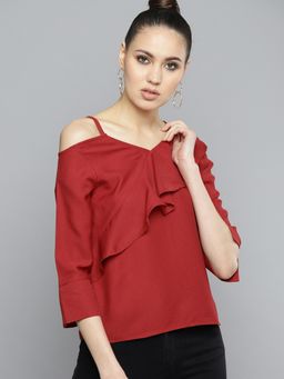 Marie Claire - Women Wine Red Solid Top
