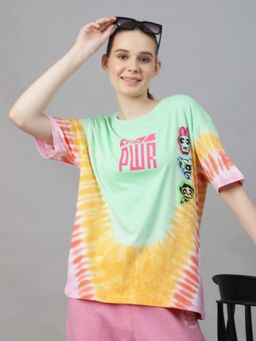 Free Authority - Multi-Color Powerpuff Girls Printed Oversized T-Shirt for Women