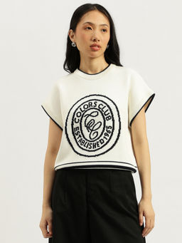 United Colors of Benetton - Women White Round Neck Printed Top