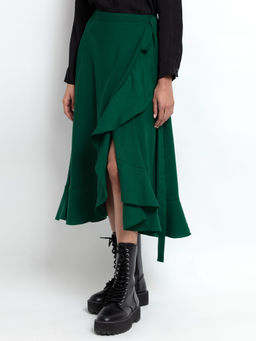 SHAYE - Green Wrap Skirt