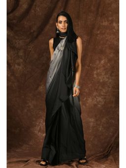 Swtantra - Black & Grey Satin Ombre' Saree