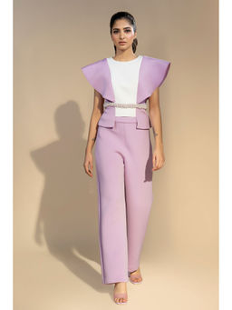 Parneet Gujral - Leto Top and Pant with Belt Lavender (Set of 3)