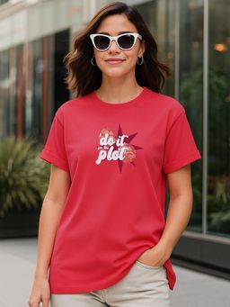 Bewakoof - Bold Red Do It Graphic Printed Boyfriend T-Shirt