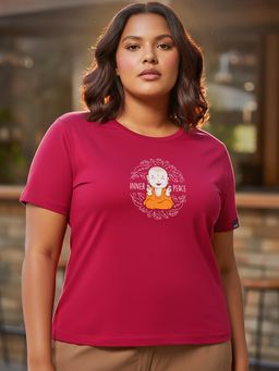 Bewakoof - Bold Red Inner Peace Graphic Printed Plus Size T-shirt