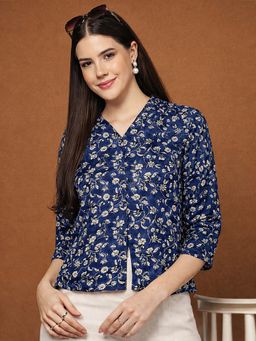 Martini - Women Navy Blue Floral Top