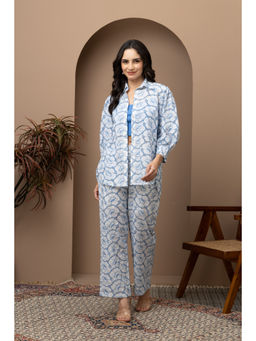 Empress Pitara - Leena Blue Schiffli Embroidered Co-Ord (Set of 2)