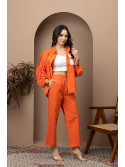 Empress Pitara - Orange Cotton Stylish and Comfortable Shirt with Pants Co-Ord (Set of 2)