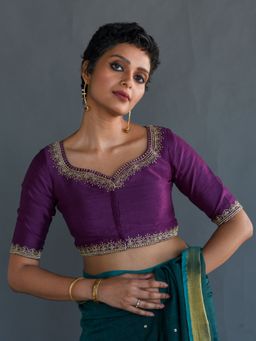 Suta - Purple Artificial Silk Embroidery Blouse