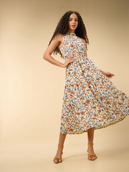 Outzidr - Halter Neck Gathered Dress