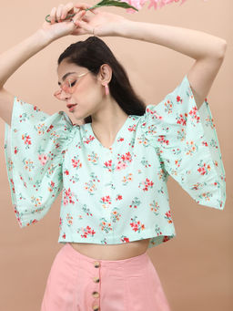 VISHUDH - Multi-Color Polyester Floral Crop Top