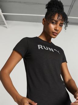 Puma - WOMEN'S GRAPHIC RUN Women Black T-Shirt