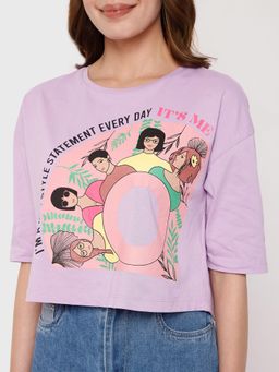 VERO MODA - Women Lavender Graphic Print Casual T-Shirt