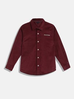 Tommy Hilfiger - Boys Maroon Solid Shirt