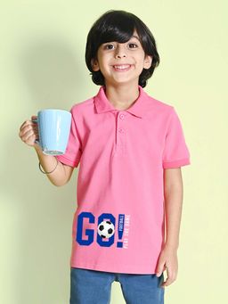 Nusyl - Go Printed Bubblegum Pink Boys Polo T-Shirt