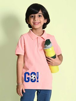 Nusyl - Go Printed Peach Boys Polo T-Shirt