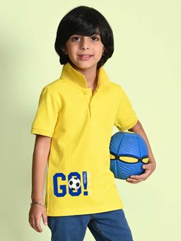Nusyl - Go Printed Bright Yellow Boys Polo T-Shirt