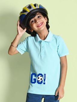 Nusyl - Go Printed Light Blue Boys Polo T-Shirt
