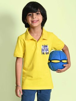 Nusyl - Think Out Typography Bright Yellow Boys Polo T-Shirt