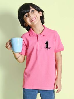 Nusyl - Number 1 Printed Bubblegum Pink Boys Polo T-Shirt