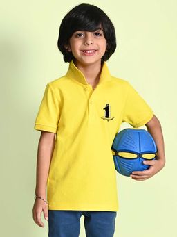 Nusyl - Number 1 Printed Bright Yellow Boys Polo T-Shirt
