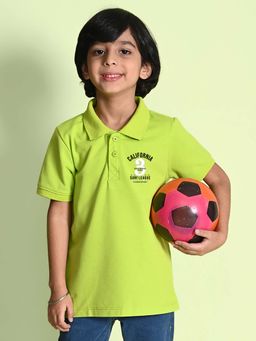 Nusyl - California Printed Lime Green Boys Polo T-Shirt