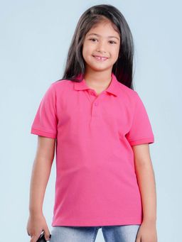Nusyl - Solid Bubblegum Pink Girls Polo T-Shirt