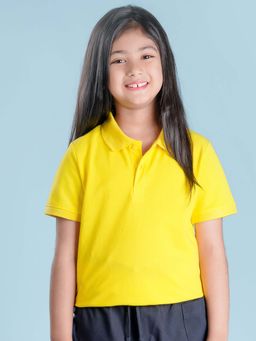 Nusyl - Solid Bright Yellow Girls Polo T-Shirt