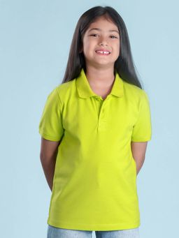 Nusyl - Solid Lime Green Girls Polo T-Shirt