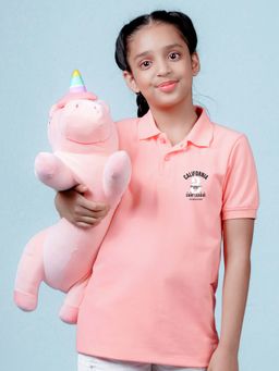 Nusyl - California Printed Peach Girls Polo T-Shirt