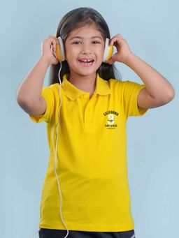 Nusyl - California Printed Bright Yellow Girls Polo T-Shirt