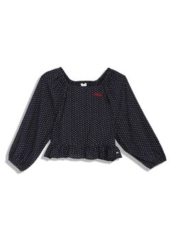 Tommy Hilfiger - Girls Navy Blue Printed Top