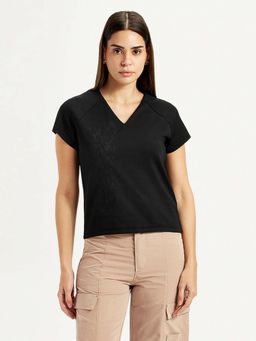 Levi's - Women Embroidered Black V Neck Top