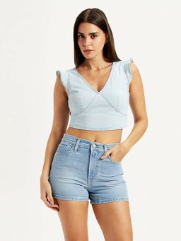 Levi's - Women Solid Light-Blue V Neck Top