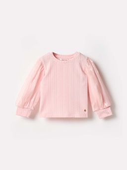 ELLE - Girls Pink Textured Round Neck Top
