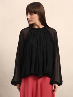 VERO MODA - Women Black Ruffle Top