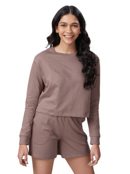 The Souled Store - Solid Full Sleeve Brown Sugar Co-Ord for Women (Set of 2)