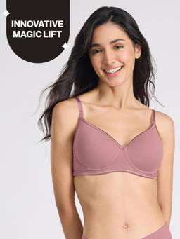 Nykd by Nykaa - MagicLift Low Back Multiway Padded Non-Wired Everyday Cotton NBL T-Shirt Bra NYB466 Mauve