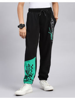 Monte Carlo - Boys Black Regular Fit Mid Rise Trackpant