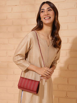 Fabindia - Red Brocade Clutch with Strap