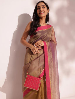 Fabindia - Pink Sequined Brocade Clutch with Strap